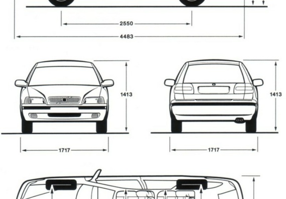 Volvo V40 (1998) (Вольво В40 (1998)) - чертежи (рисунки) автомобиля